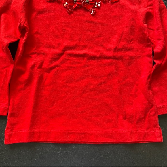 J Crew Crewcuts Floral Embellished Collar Cotton Long Sleeve Red Top Size 6/7 - Picture 4 of 8